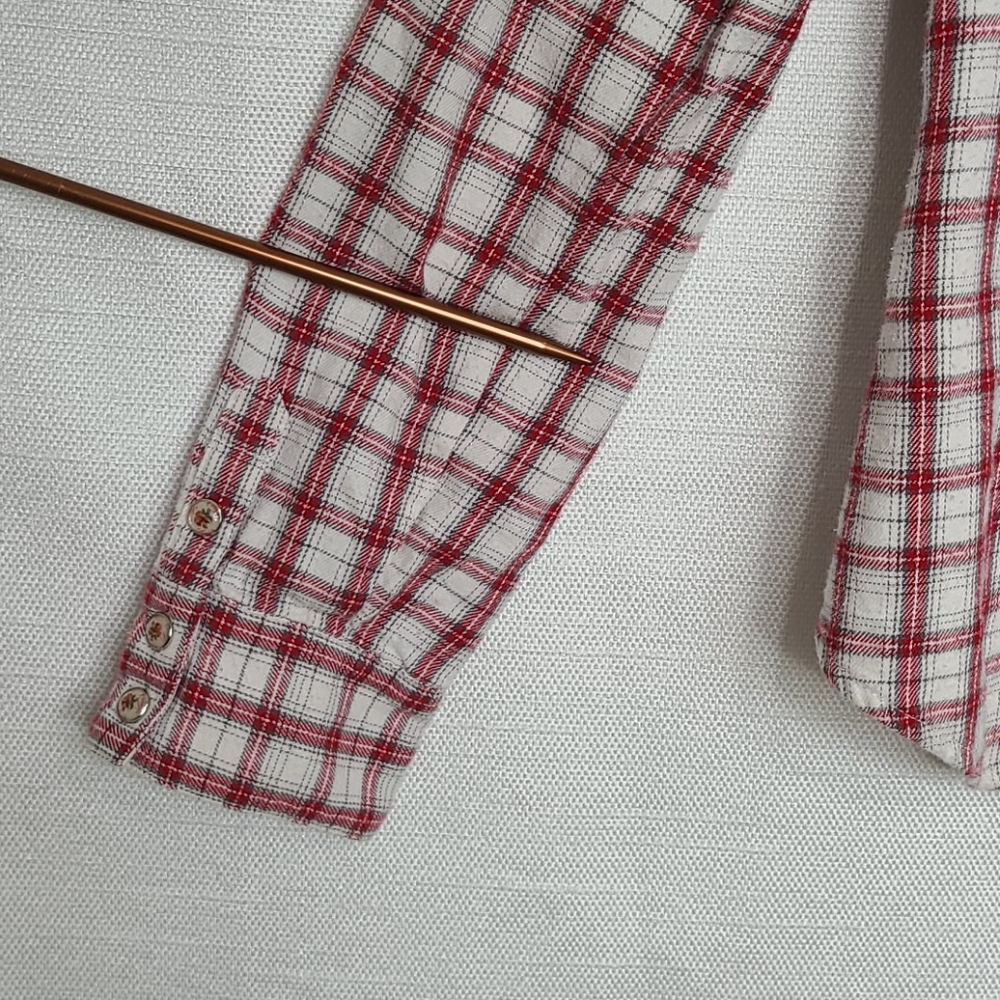 Levi's Top Long Sleeve Snap Button-Down Plaid Red Size Medium - Picture 10 of 12
